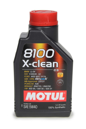 Motul USA MTL102786 Motor Oil, 8100 X-clean, 5W40, Synthetic, 1 L Bottle, Each