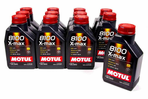 Motul USA 104531 Motor Oil, 8100 X-Max, 0W40, Synthetic, 1 L Bottle, Set of 12