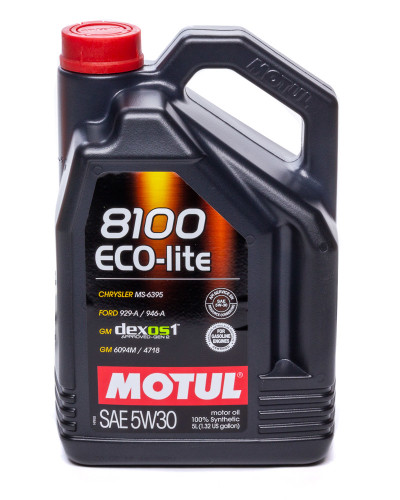 Motul USA MTL108214 Motor Oil, 8100 ECO-lite, 5W30, Synthetic, 5 L Jug, Each