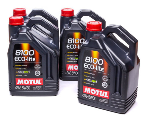Motul USA 108214 Motor Oil, 8100 ECO-lite, 5W30, Synthetic, 5 L Jug, Set of 4