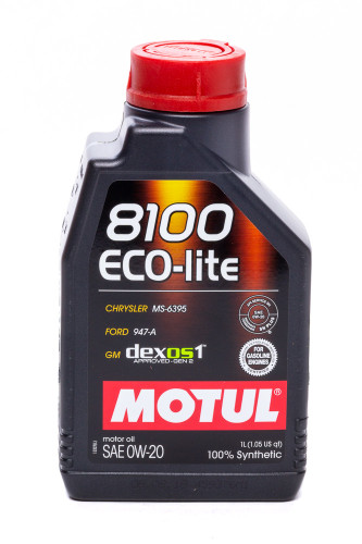 Motul USA MTL108534 Motor Oil, 8100 ECO-lite, 0W20, Synthetic, 1 L Bottle, Each