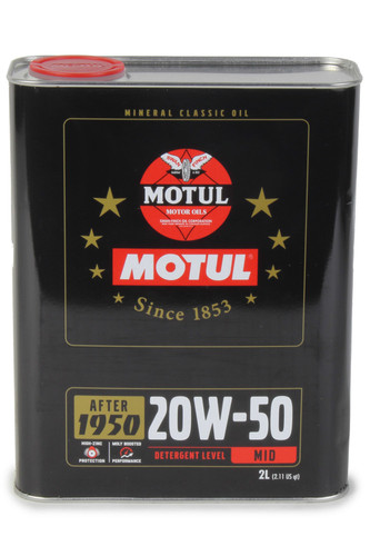 Motul USA MTL110621 Motor Oil, Classic Performance, 20W50, Conventional, 2 L Can, Each