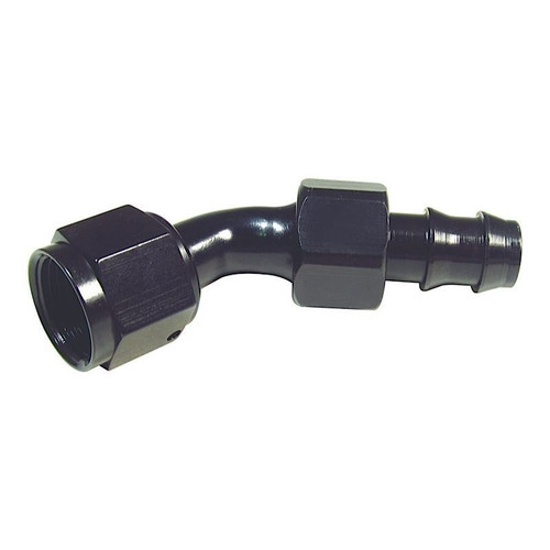 Big End 13458 Hose Barb Fitting, -10  AN Female to Push Lock, 45 Degree, Black