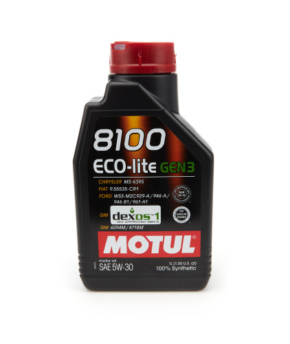 Motul USA MTL111361 Motor Oil, 8100 Eco-Lite Gen3, 5W30, Synthetic, 1 L Bottle, Each