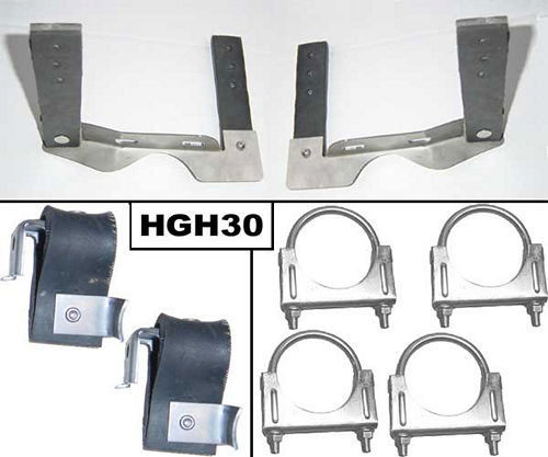 Pypes Performance Exhaust HGH30 Exhaust Hanger, Two Muffler Hangers / Two Tailpipe Hangers / Four 2-1/2 in. U-Clamps, Pontiac GTO, GM A-Body 1964-72, Kit