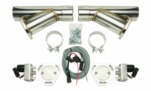 Pypes Performance Exhaust HVE10K3 Exhaust Cut-Out, Electric, Clamp-On, Dual, 3 in. Pipe Diameter, Hardware / Wire Harness / Y-Pipes Included, Aluminum / Stainless, Natural / Polished, Kit