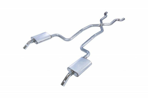 Pypes Performance Exhaust SCC10T Exhaust System, Street Pro X-Pipe System, Header Back, Dual Rear Exit, 2-1/2 in. Diameter, Stainless, Natural, Chevy Corvette 1974, Each