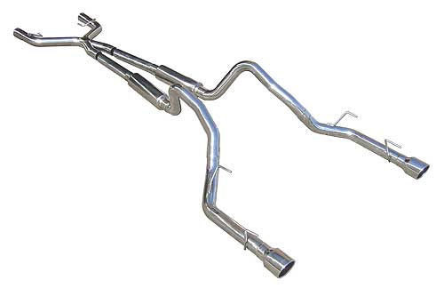 Pypes Performance Exhaust SFM69 Exhaust System, Mid Muffler, Cat-Back, 2-1/2 in. Diameter, 4 in. Polished Tips, Stainless, Ford V6, Ford Mustang 2005-10, Kit