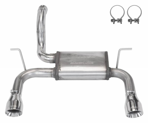 Pypes Performance Exhaust SJJ24S Exhaust System, Axle Back, Dual Exit, 2-1/2 in. Diameter, 4 in. Tips, Stainless, Natural, Jeep Wrangler JL 2018-21, Kit