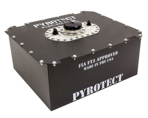 Pyrotect PE112 Fuel Cell, PyroCell Elite, 12 gal, 20.75 x 17.875 x 9.5 in. Tall, 8 AN Outlet, 8 AN Vent, Foam, Steel, Black Powder Coat, Each