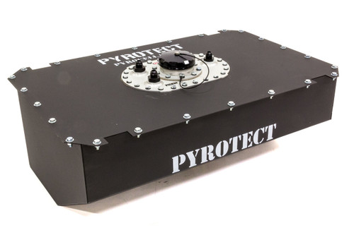 Pyrotect PT118 Fuel Cell, PyroCell Touring, 18 gal, 28 x 17.125 x 11 x 5.5 in. Tall, 8 AN Outlet, 8 AN Vent, Foam, Wedge Shaped, Steel, Black Powder Coat, Each