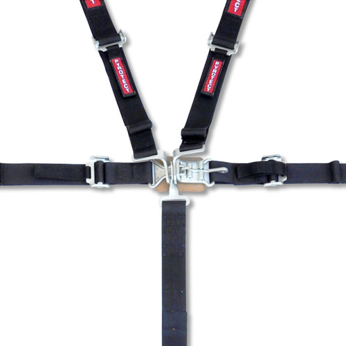 Pyrotect SB260020 Harness, 5 Point, Latch and Link, SFI 16.1, 36 in. Length, Pull Down Adjust, Bolt-On / Wrap Around, Individual Harness, Black, Kit