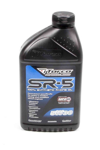 Torco A150530CE Motor Oil, SR-5, 5W30, Synthetic, 1 L Bottle, Each