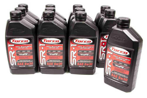 Torco A160530C Motor Oil, SR-1, 5W30, Synthetic, 1 L Bottle, Set of 12