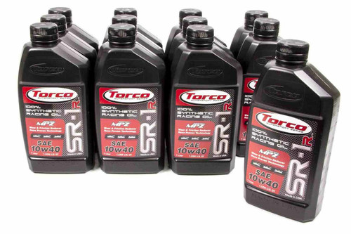 Torco A161044C Motor Oil, SR-1R, 10W40, Synthetic, 1 L Bottle, Set of 12