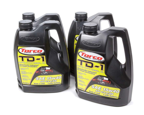 Torco A181540S Motor Oil, TD-1 Super Diesel, 15W40, Synthetic, 4 L Jug, Set of 4