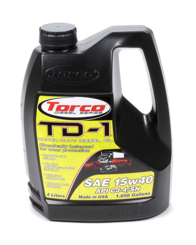 Torco A181540SE Motor Oil, TD-1 Super Diesel, 15W40, Conventional, 4 L Jug, Each