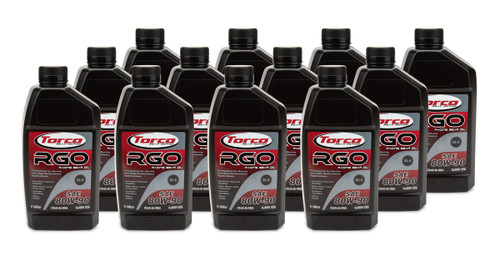 Torco A248090C Gear Oil, RGO, Racing, High Shock, 80W90, Conventional, 1 L Bottle, Set of 12