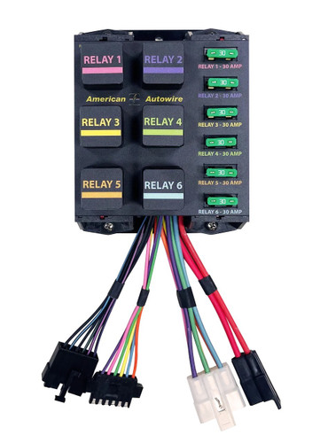 American Autowire 510922 Relay Panel, 6 Bank, 40 amps, 12V, Wiring Included, Universal, Kit
