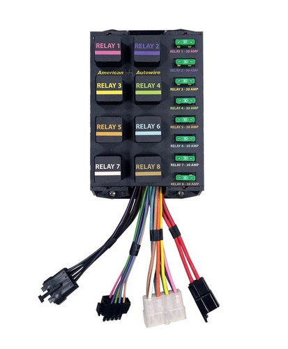 American Autowire 510924 Relay Panel, 8 Bank, 40 amps, 12V, Wiring Included, Universal, Kit