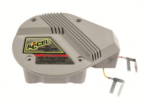 Accel 140003 Ignition Coil, Super Coil, E-Core, 0.500 ohm, Coil in. Cap, 45000V, Gray, Each