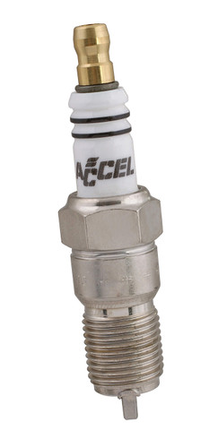 Accel P526S Spark Plug, Double Platinum, Shorty, 14 mm Thread, 0.708 in. Reach, Tapered Seat, Resistor, Each