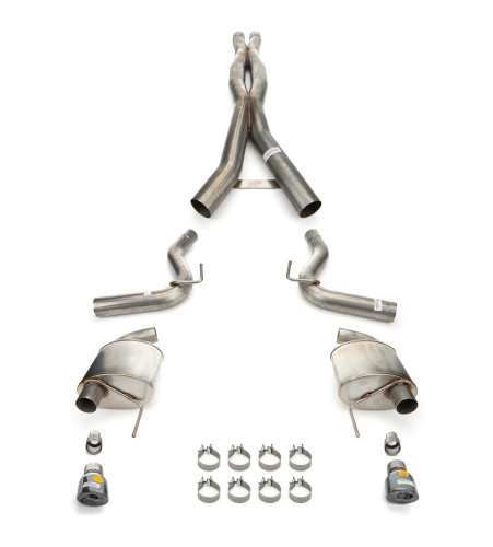 Corsa Performance 21250BLK Exhaust System, Xtreme, Cat-Back, 3 in. Diameter, 4.5 in. Black Tips, Stainless, Natural, Ford Coyote, Ford Mustang 2024, Kit