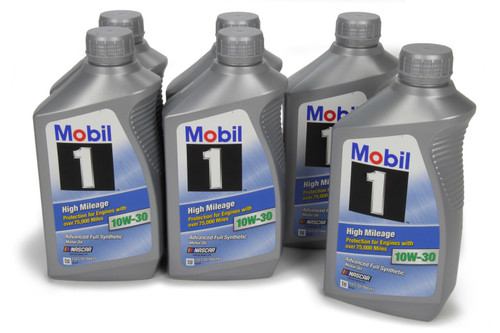 Mobil 1 103535 Motor Oil, High Mileage, 10W30, Synthetic, 1 qt Bottle, Set of 6