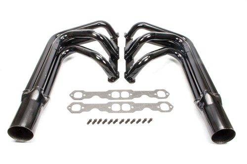 Schoenfeld 1014L Headers, Sprint, 1.75 in. Primary, 3.5 in. Collector, Steel, Black Paint, Small Block Chevy, Pair