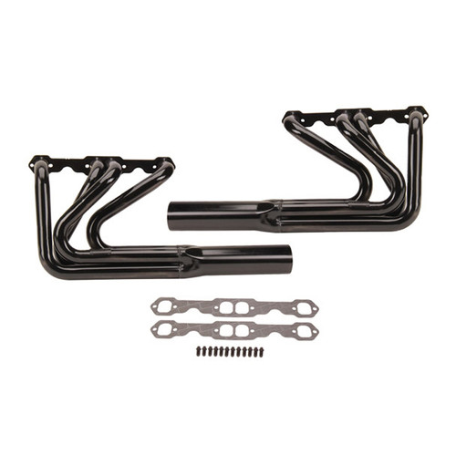 Schoenfeld 1022LV-3 Headers, Sprint, 1.625 to 1.75 in. Primary, 3 in. Collector, Steel, Black Paint, Small Block Chevy, Pair