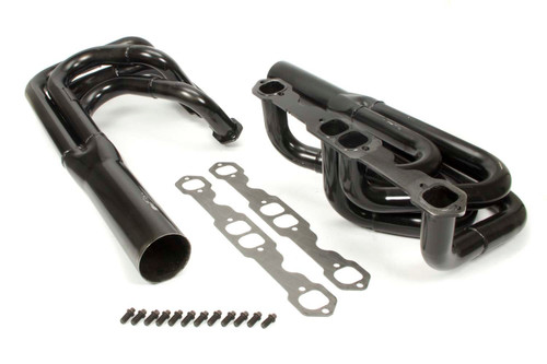 Schoenfeld 1024LV Headers, Sprint, 1.75 to 1.875 in. Primary, 3.5 in. Collector, Steel, Black Paint, Small Block Chevy, Pair