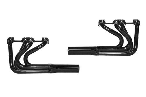 Schoenfeld 1024LVSP Headers, Sprint, 1.75 to 1.875 in. Primary, 3.5 in. Collector, Steel, Black Paint, Small Block Chevy, Pair