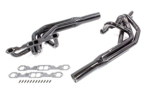 Schoenfeld 1052LV-3 Headers, Sprint, 1.625 to 1.75 in. Primary, 3 in. Collector, Steel, Black Paint, Small Block Chevy, Pair