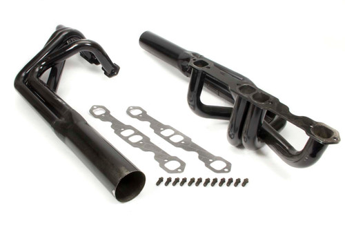 Schoenfeld 1054L Headers, Sprint, 1.75 in. Primary, 3.5 in. Collector, Steel, Black Paint, Small Block Chevy, Pair
