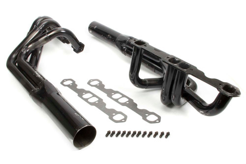 Schoenfeld 1054LV Headers, Sprint, 1.75 to 1.875 in. Primary, 3.5 in. Collector, Steel, Black Paint, Small Block Chevy, Pair