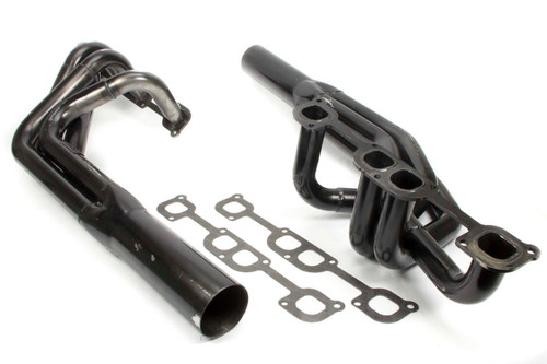 Schoenfeld 1054LVSP Headers, Sprint, 1.75 to 1.875 in. Primary, 3.5 in. Collector, Steel, Black Paint, Small Block Chevy, Pair