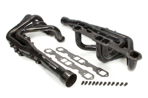 Schoenfeld 1062VY Headers, Sprint, Tri-Y, 1.625 to 1.75 in. Primary, 3 in. Collector, Steel, Black Paint, Small Block Chevy, Pair