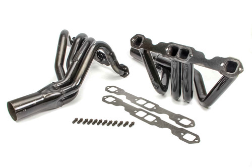 Schoenfeld 1101CM2 Headers, IMCA Modified, 1.625 in. Primary, 3 in. Collector, Steel, Black Paint, Small Block Chevy, Pair