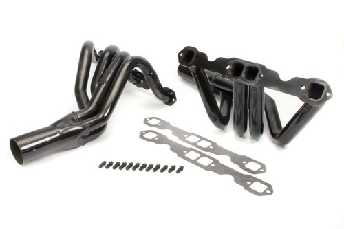 Schoenfeld 1106 Headers, IMCA Modified, 1.75 in. Primary, 3.5 in. Collector, Steel, Black Paint, Small Block Chevy, Pair