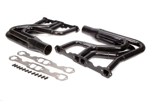 Schoenfeld 1122BVSH-3 Headers, DIRT Modified, 1.625 to 1.75 in. Primary, 3 in. Collector, Steel, Black Paint, Small Block Chevy, Pair