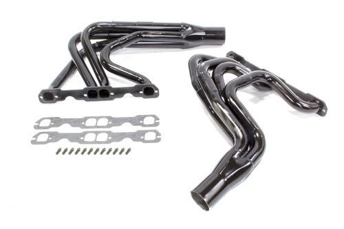 Schoenfeld 1185VCM-3 Headers, IMCA Modified, 1.625 to 1.75 in. Primary, 3 in. Collector, Steel, Black Paint, Small Block Chevy, Pair