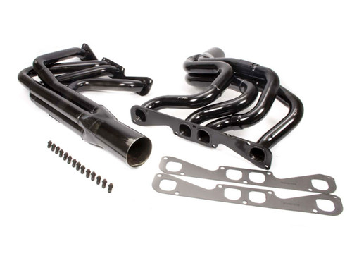 Schoenfeld 126VSP Headers, Street Stock, 1.75 to 1.875 in. Primary, 3.5 in. Collector, Steel, Black Paint, Stock Clip, Small Block Chevy, Kit