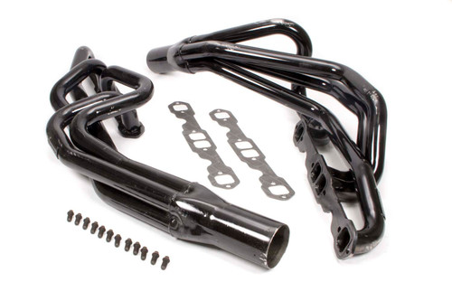 Schoenfeld 135H Headers, Conventional Crossover, 1.625 in. Primary, 3 in. Collector, Steel, Black Paint, Small Block Chevy, Pair