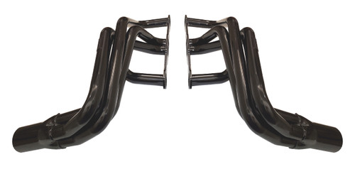 Schoenfeld 1398A Headers, 1.75 in. Primary, 3.5 in. Collector, Steel, Black Paint, Small Block Chevy, GM Compact Truck 1982-93, Pair