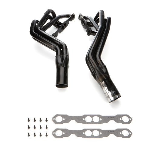 Schoenfeld 144V Headers, Conventional Crossover, 1.5 to 1.625 in. Primary, 3 in. Collector, Steel, Black Paint, Small Block Chevy, Pair