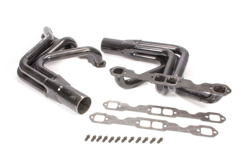 Schoenfeld 151E Headers, Chassis, 1.625 in. Primary, 3 in. Collector, Steel, Black Paint, Small Block Chevy, Pair