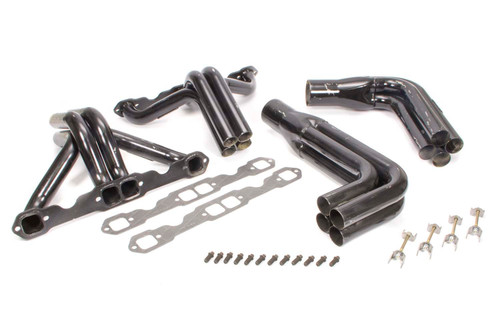 Schoenfeld 161-98H Headers, IMCA Modified, 1.625 to 1.75 in. Primary, 3 in. Collector, Steel, Black Paint, Small Block Chevy, Kit