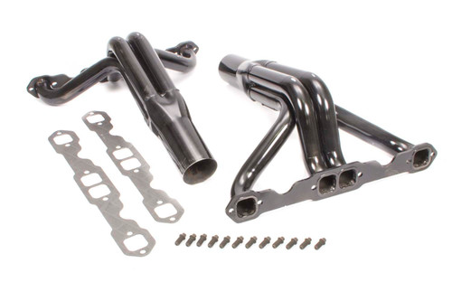 Schoenfeld 162 Headers, IMCA Modified, 1.75 in. Primary, 3.5 in. Collector, Steel, Black Paint, Small Block Chevy, Pair