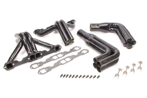 Schoenfeld 162-98H Headers, IMCA Modified, 1.75 to 1.875 in. Primary, 3.5 in. Collector, Steel, Black Paint, Small Block Chevy, Kit