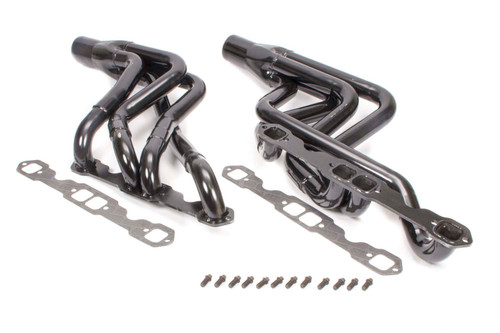 Schoenfeld 165V Headers, Street Stock, 1.625 to 1.75 in. Primary, 3 in. Collector, Steel, Black Paint, Small Block Chevy, GM A-Body / F-Body / X-Body, Pair